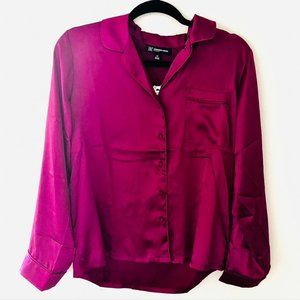 INTERNATIONAL CONCEPTS INC FUCHSIA SILK Look Y2K Throwback Shirt NWT; Women's XS
